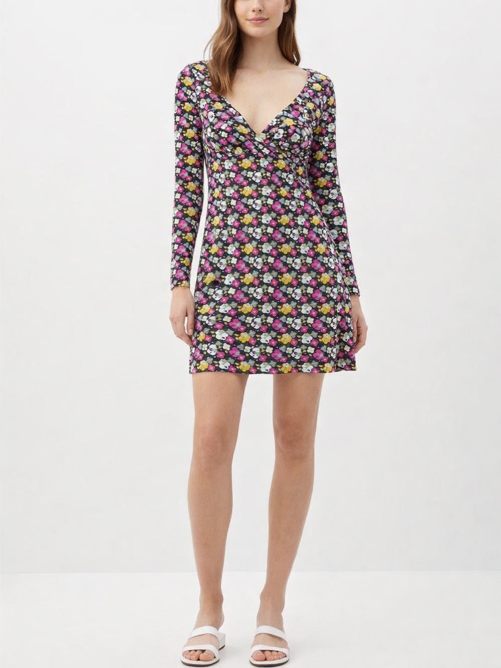 Patrizia Pepe Italy Long Sleeve Geometric Floral Mini Dress IT 42 / US 6